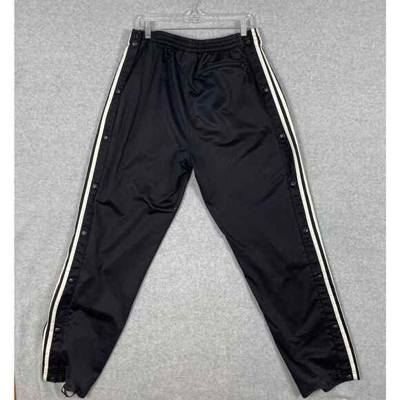 VTG Adidas Track Pants Mens L Y2K 00s Side Snap‎ 3 Stripe Black - Picture 2 of 8